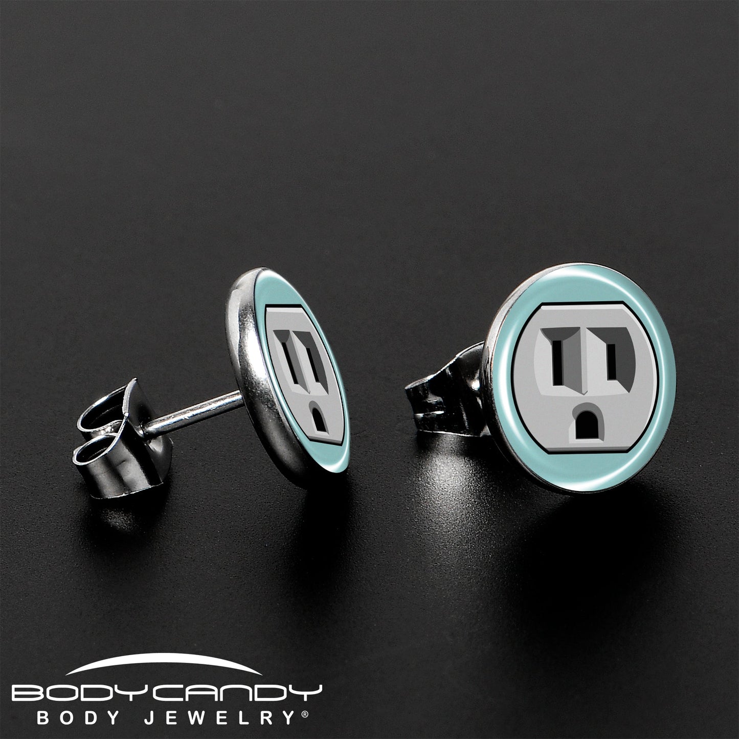 Frowning Plug Outlet Stud Earrings by Onyx O