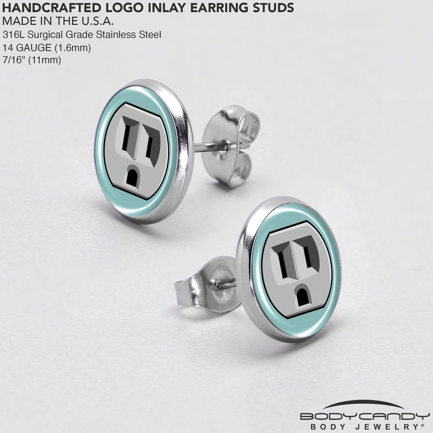 Frowning Plug Outlet Stud Earrings by Onyx O