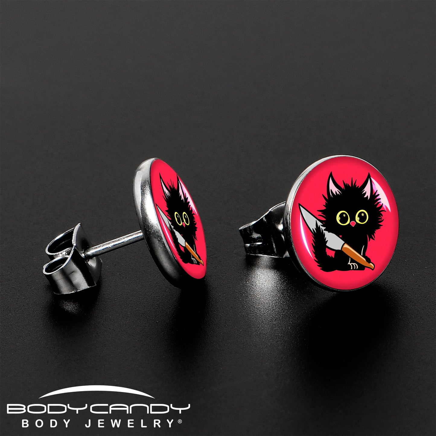 Stabby Cat Stud Earrings by Onyx O