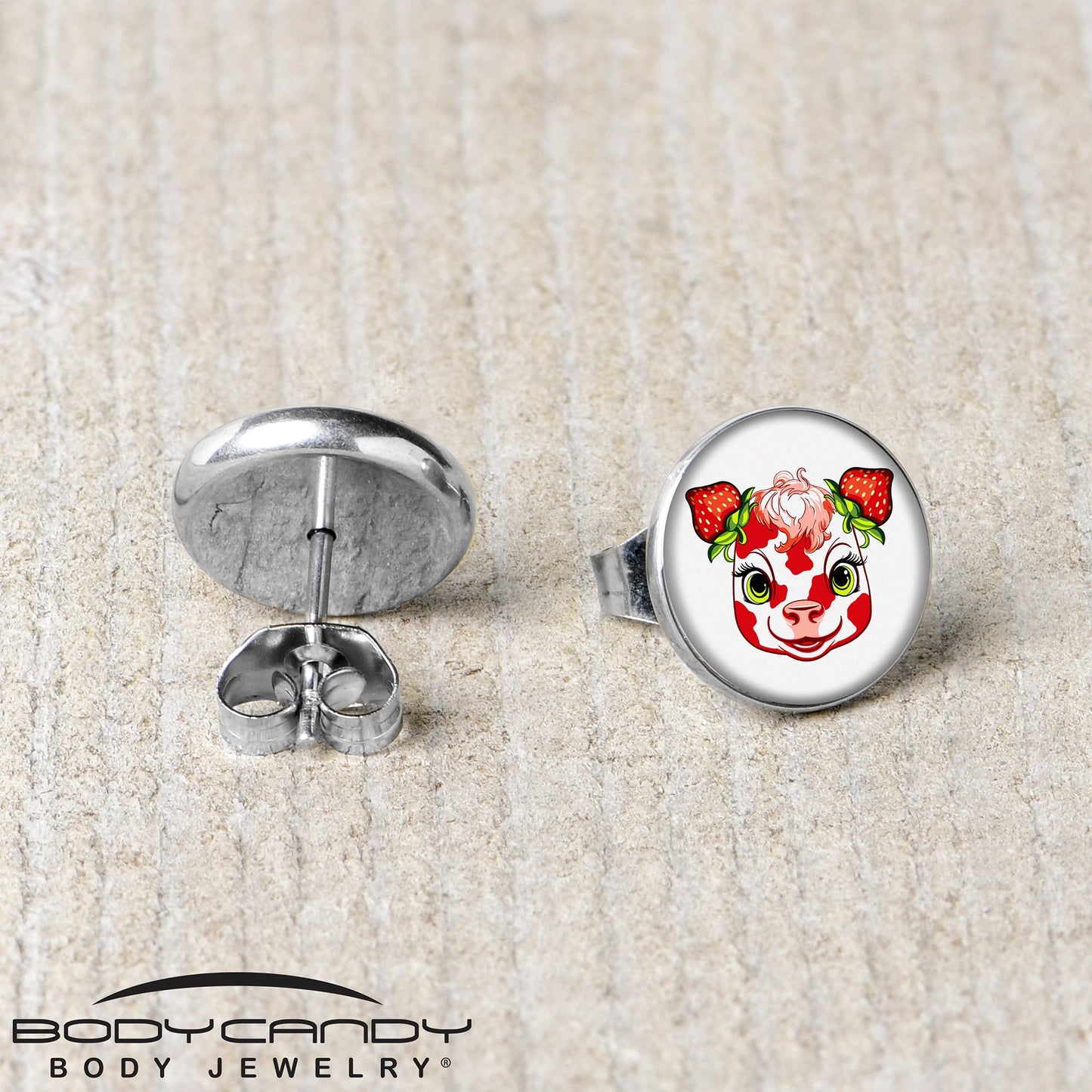 Stawberry Cow Stud Earrings by Onyx O