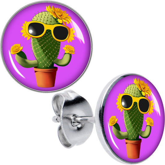 Sunflower Cactus Stud Earrings by Onyx O