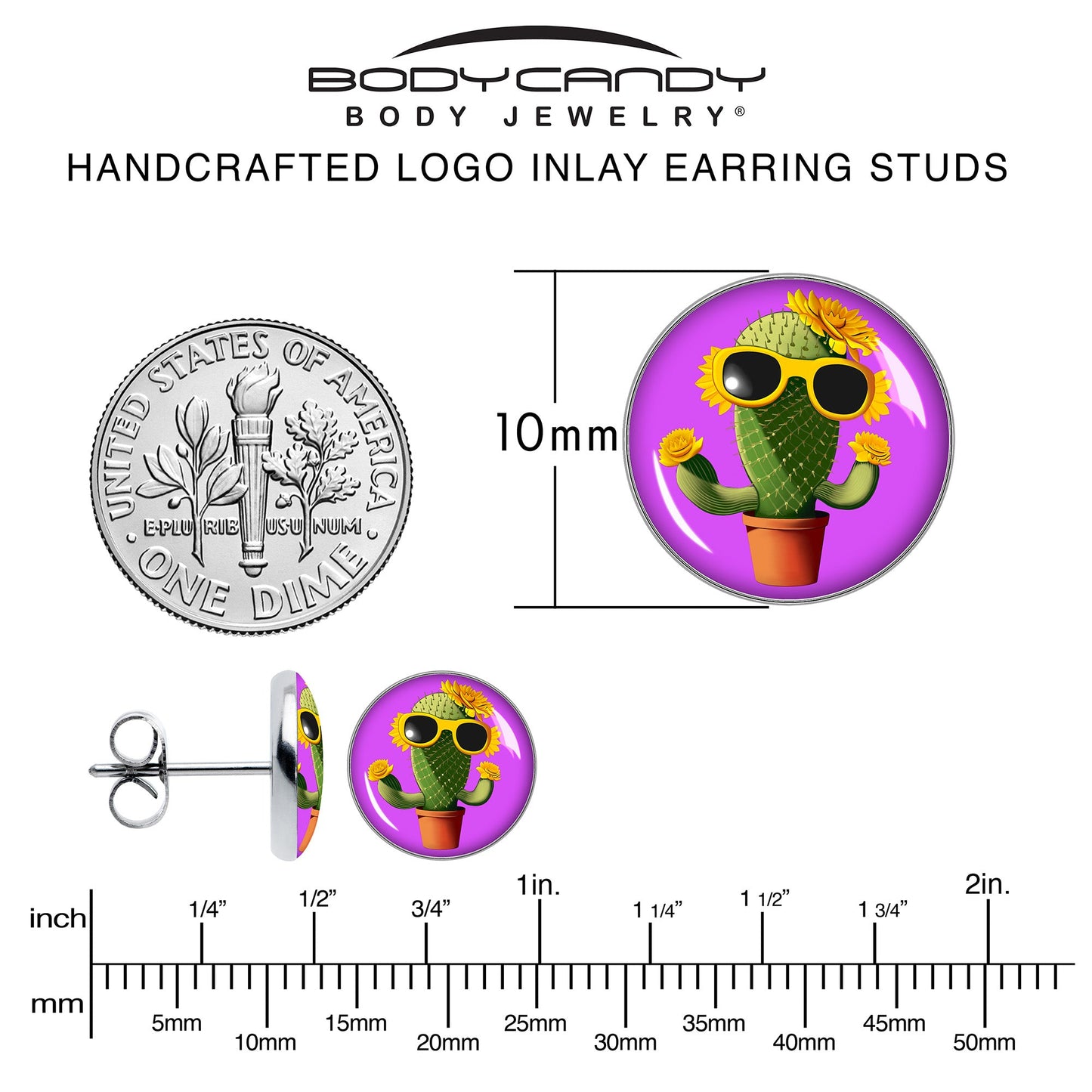 Sunflower Cactus Stud Earrings by Onyx O