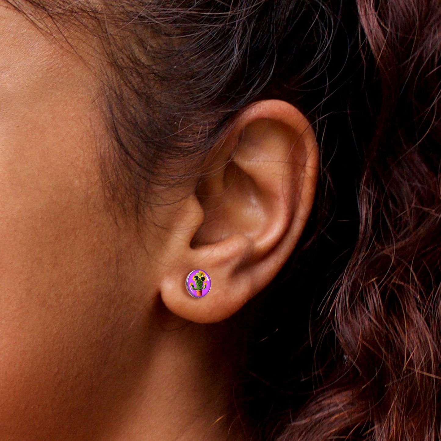 Sunflower Cactus Stud Earrings by Onyx O