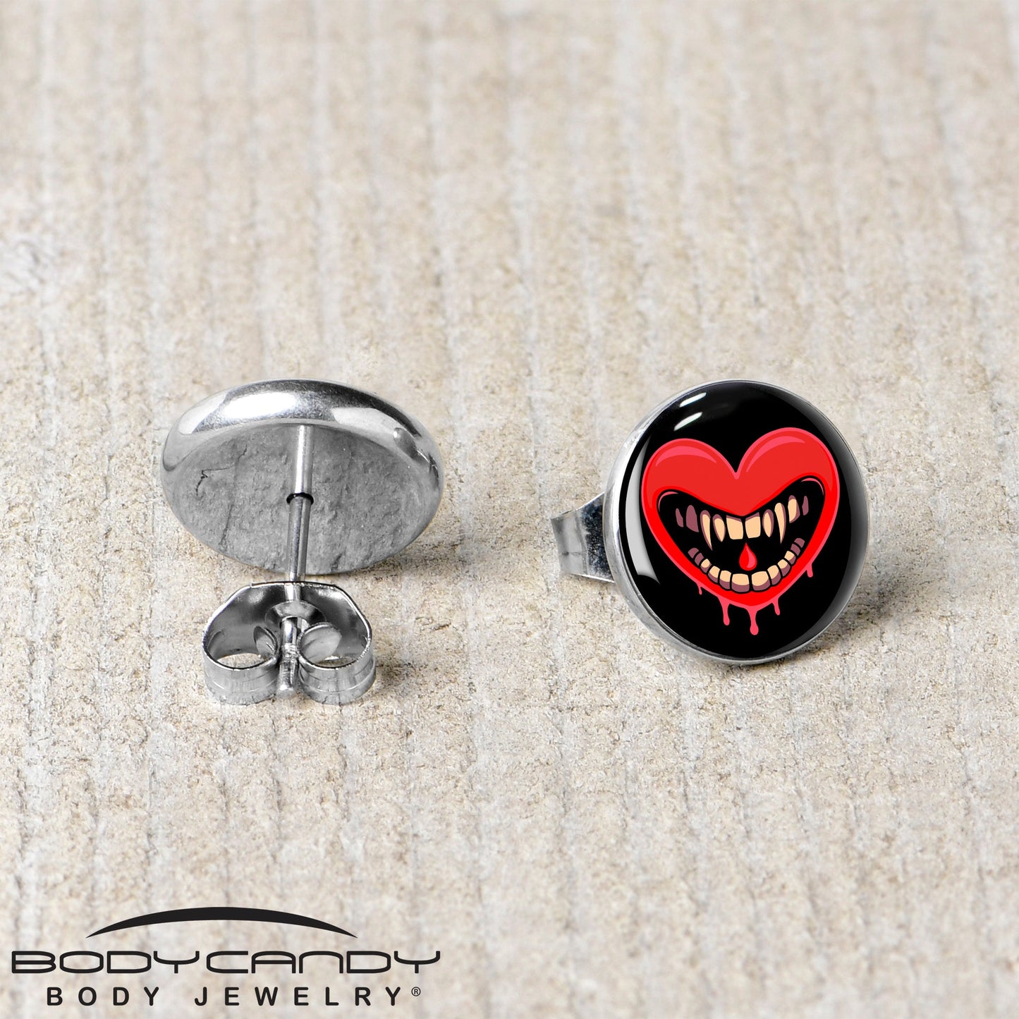 Valentine Heart Vampire Stud Earrings