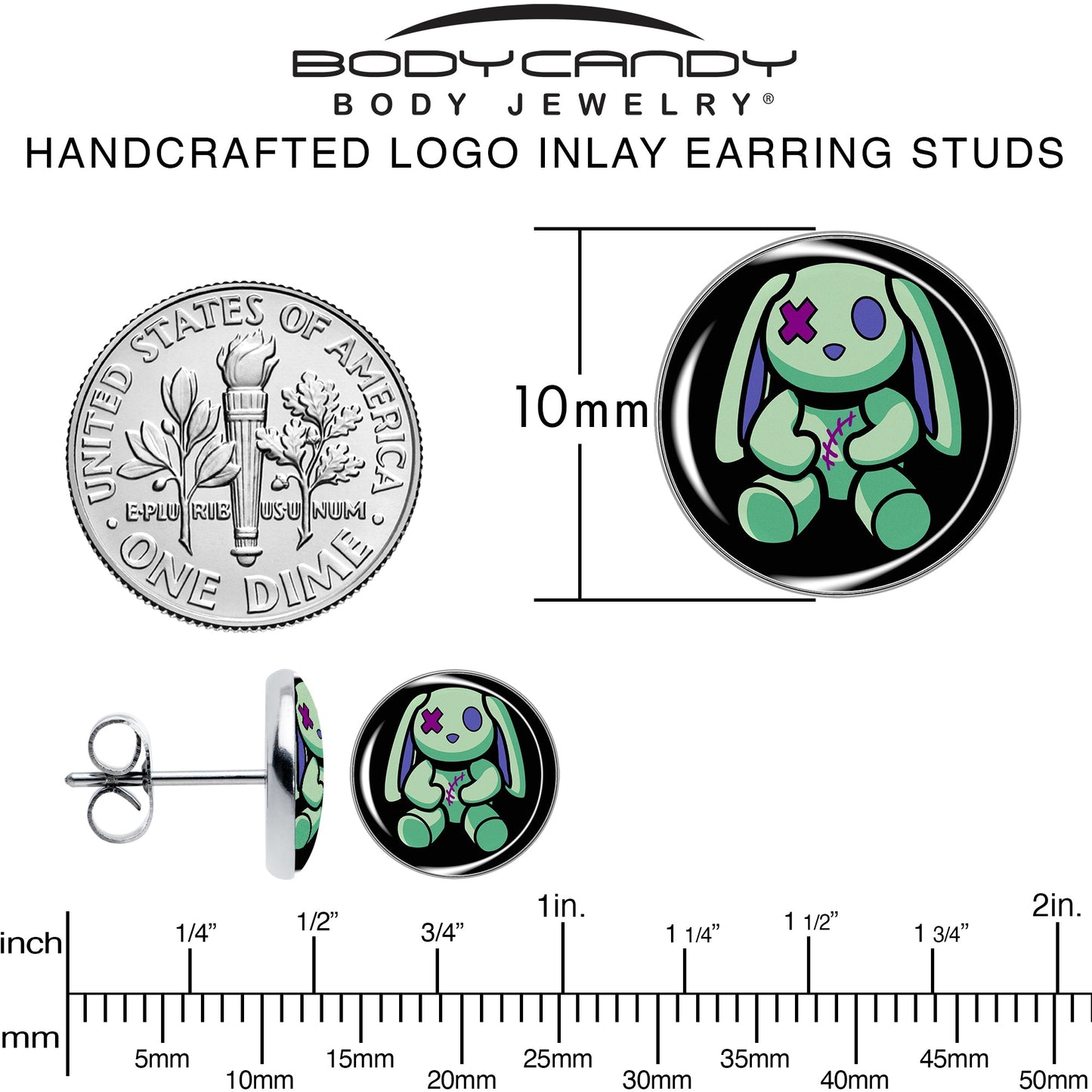 Zombie Bunny Stud Earrings by Onyx O