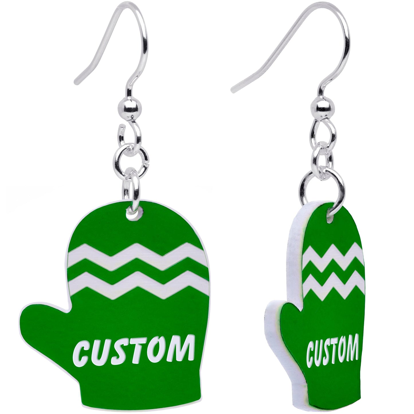 Custom Holiday Mittens Personalized Dangle Earrings