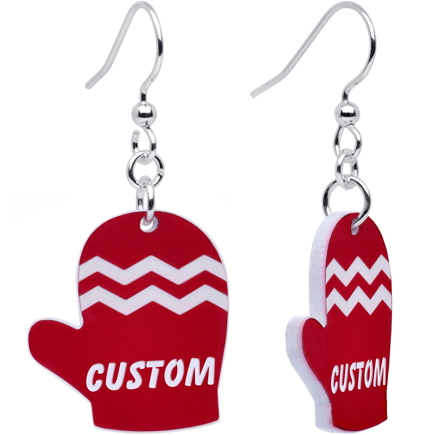 Custom Holiday Mittens Personalized Dangle Earrings