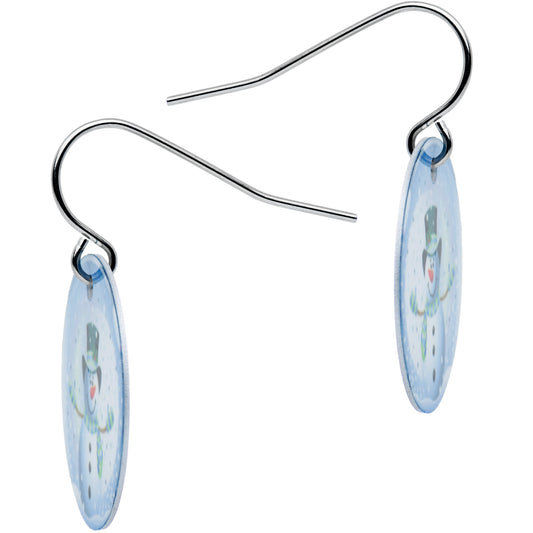Winter Holiday Christmas Snow Globe Snowman Earrings