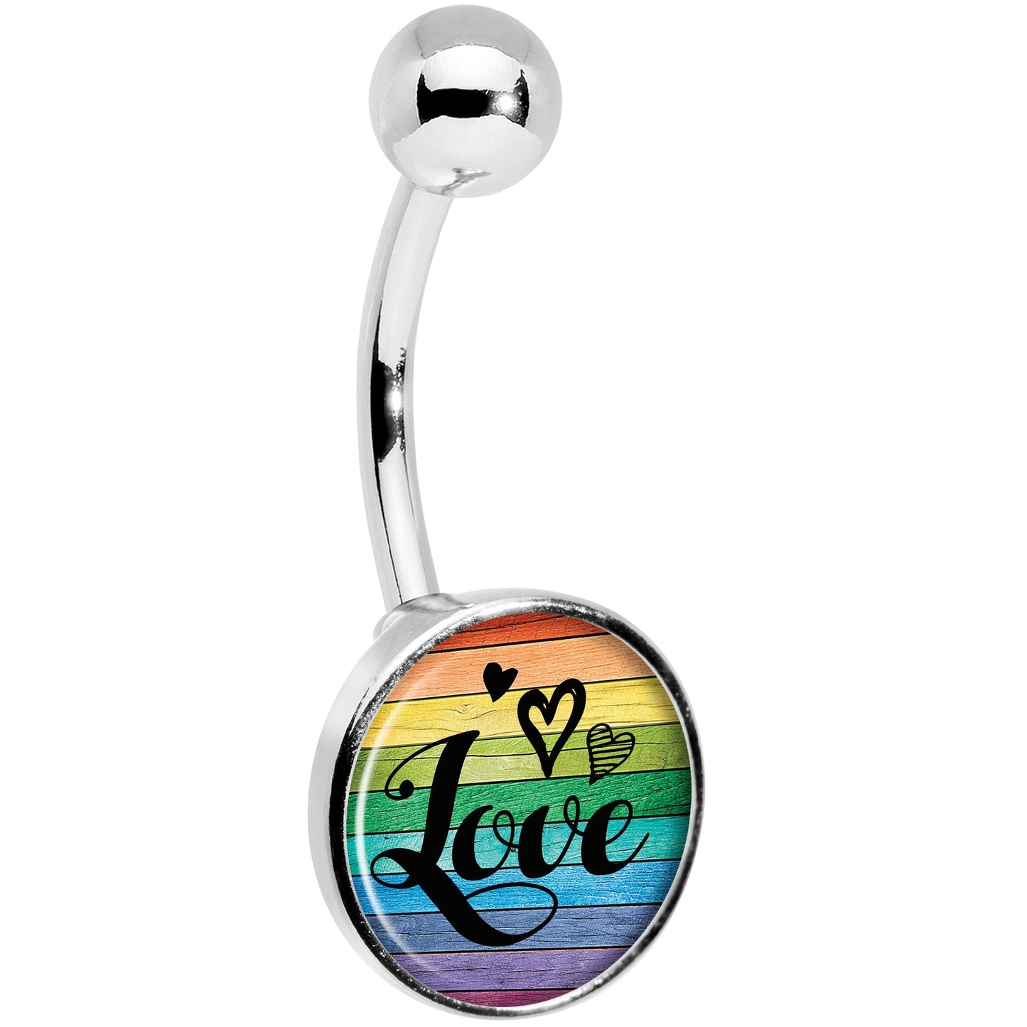 Rainbow Wooden Love Pride Flag Belly Ring
