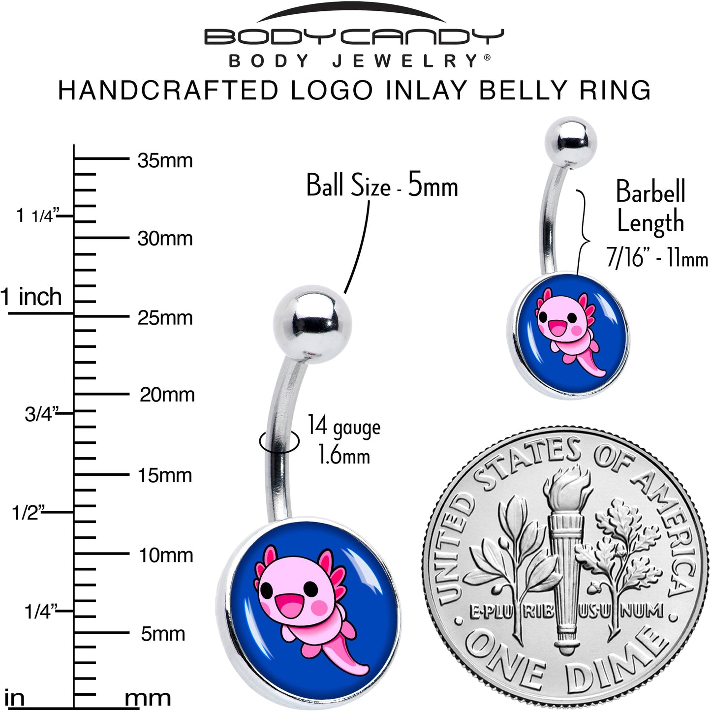 Adorable Axolotl Belly Ring by Onyx O