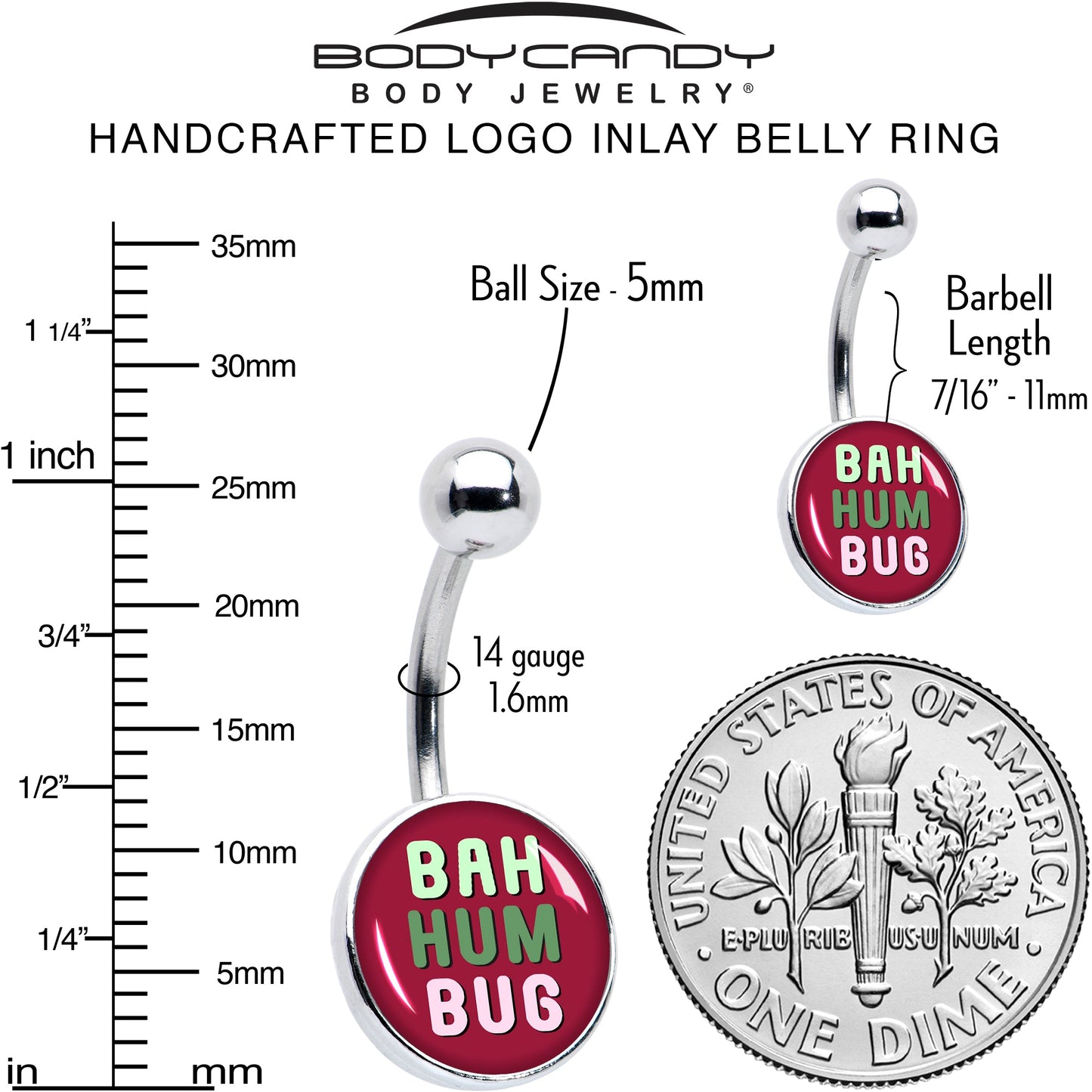 Bah Humbug Holiday Grouch Belly Ring by Onyx O