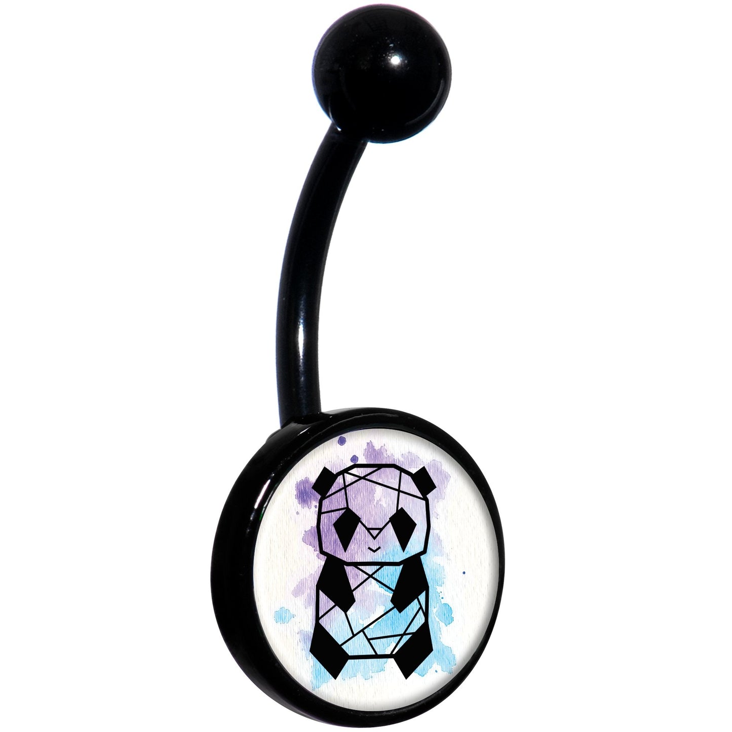 Watercolor Geometric Panda Black Belly Ring