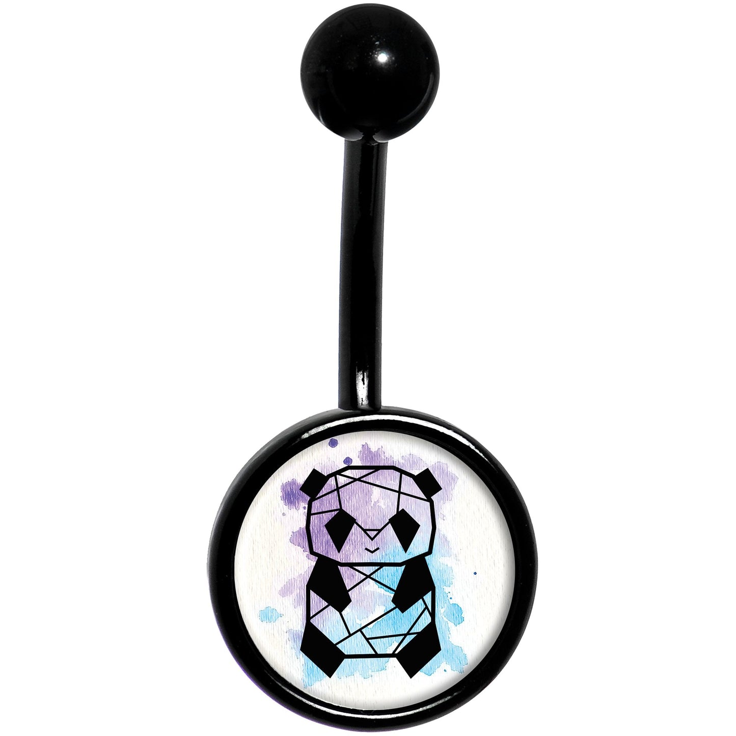 Watercolor Geometric Panda Black Belly Ring