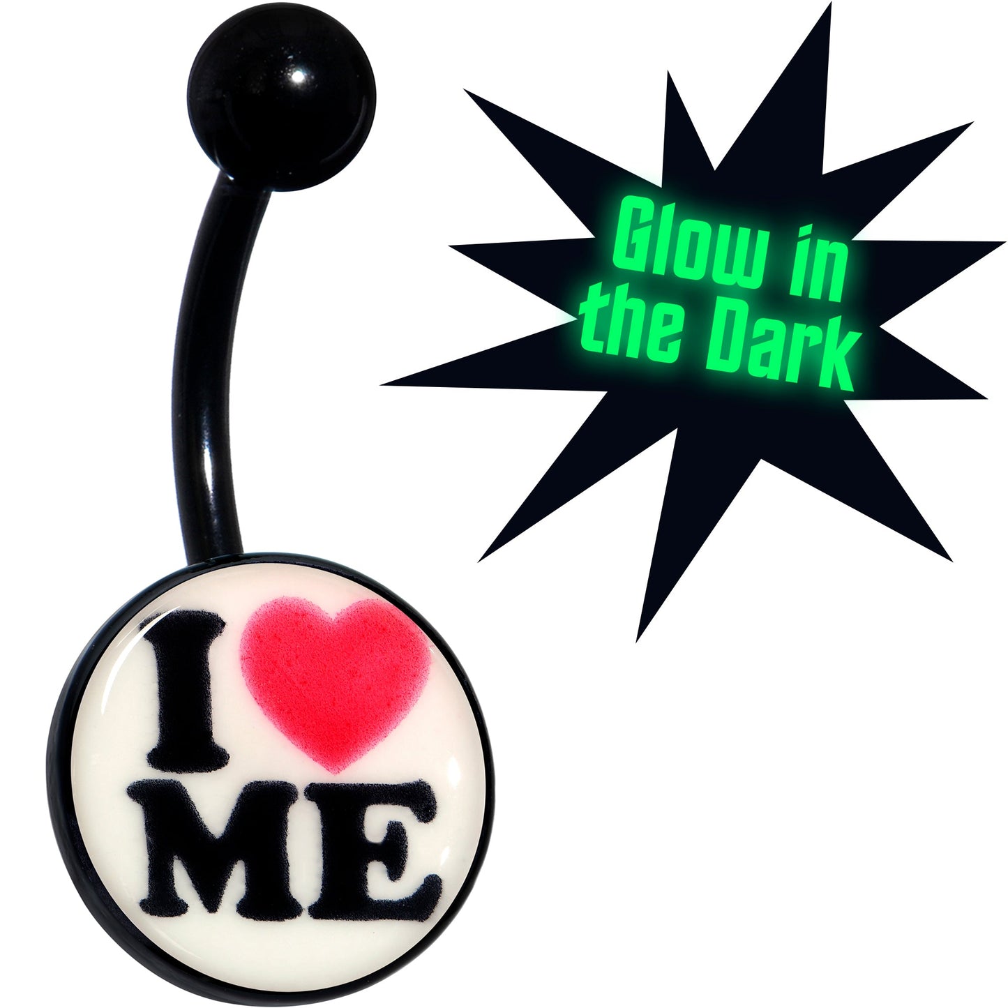 Black Glow in the Dark I Love Me Belly Ring by Onyx O