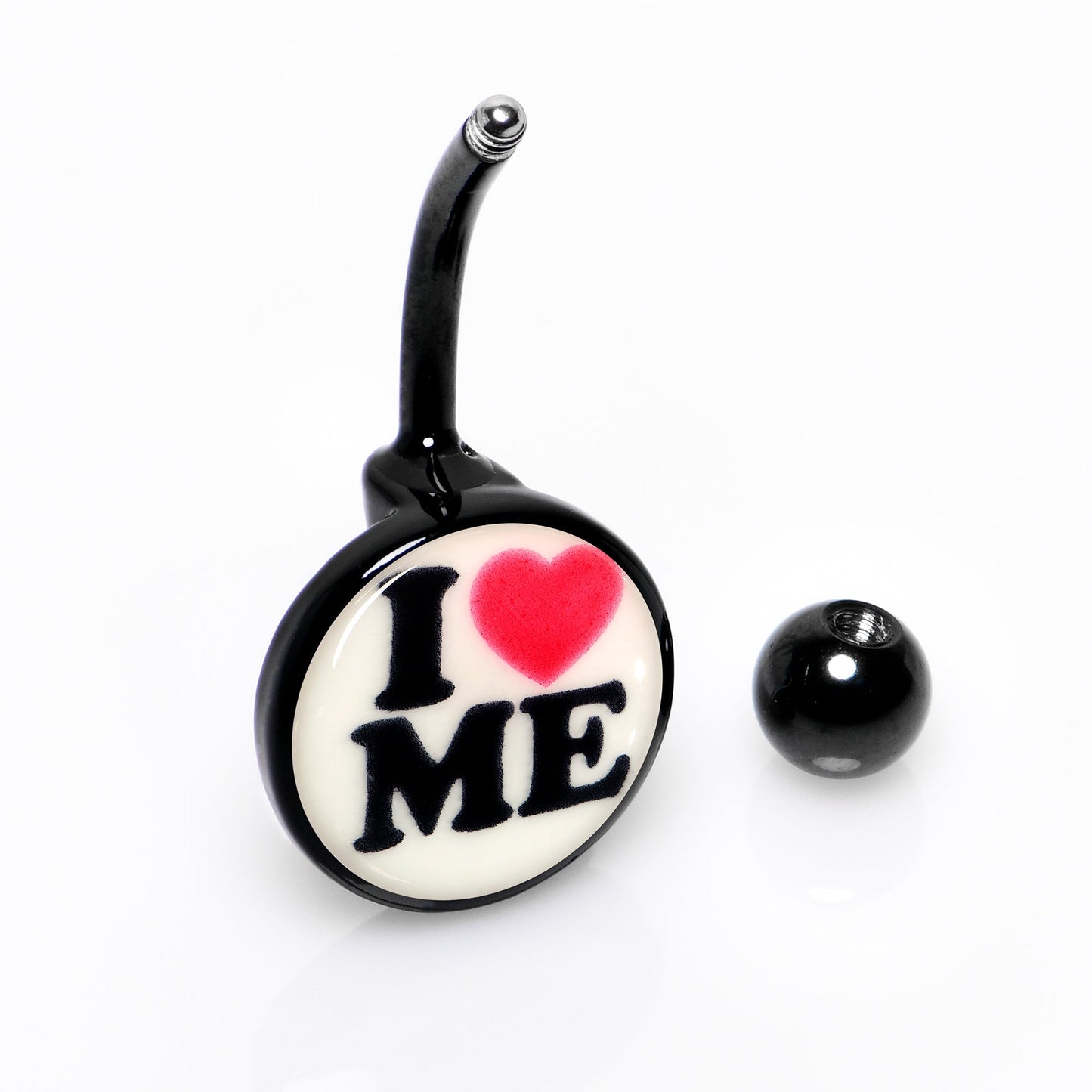 Black Glow in the Dark I Love Me Belly Ring by Onyx O