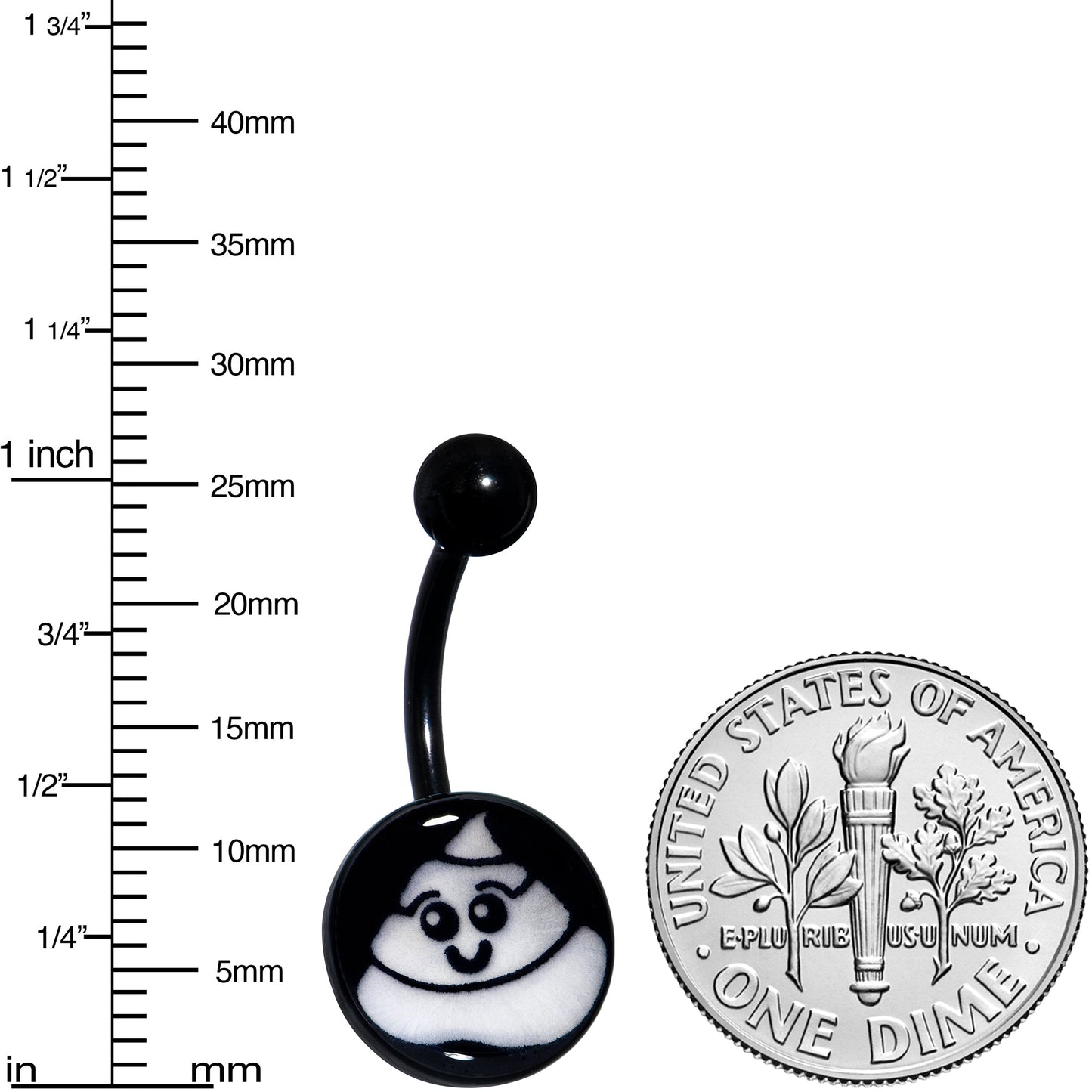 Black Glow in the Dark Poop Belly Ring by Onyx O