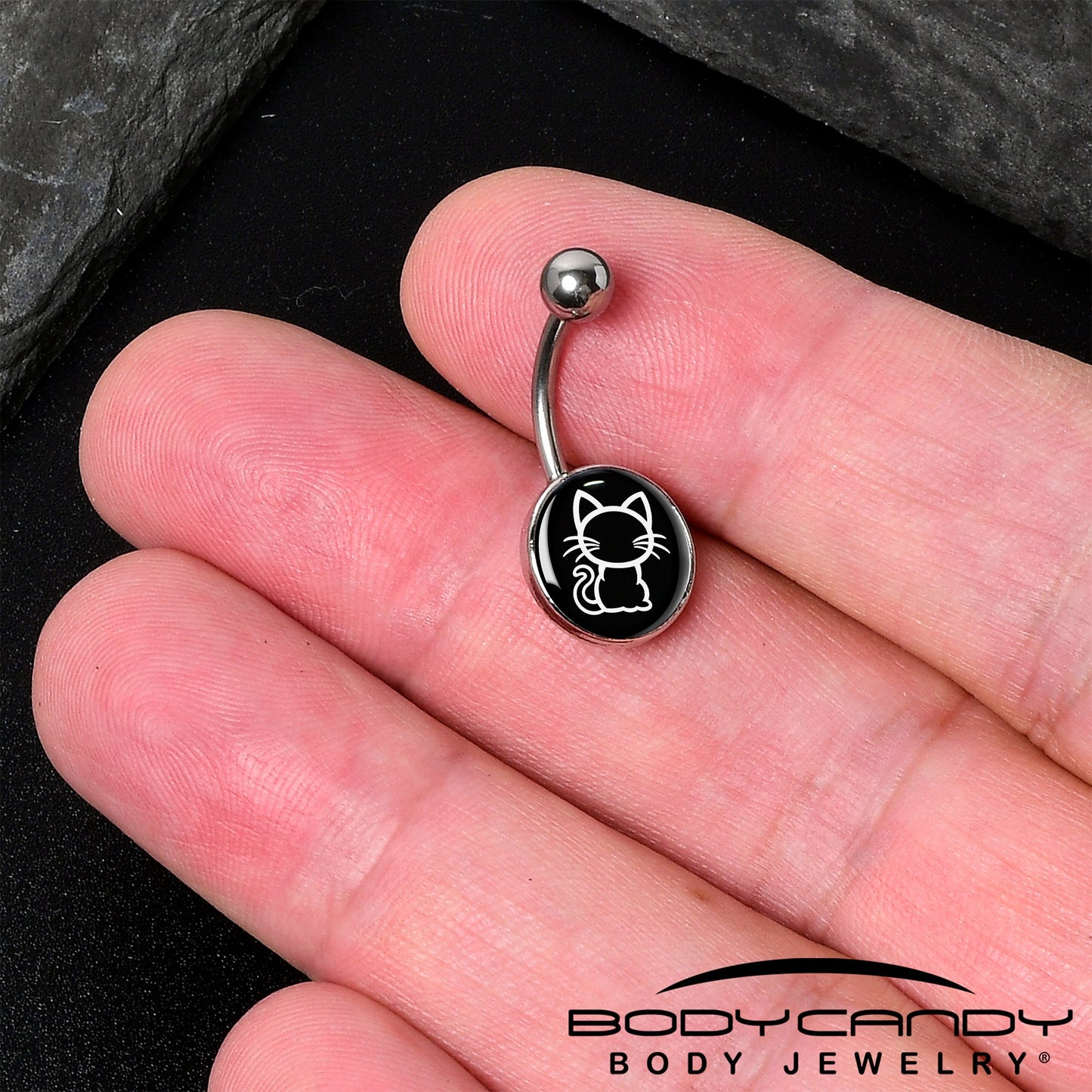 Black and White Kitty Cat Belly Ring by Onyx O