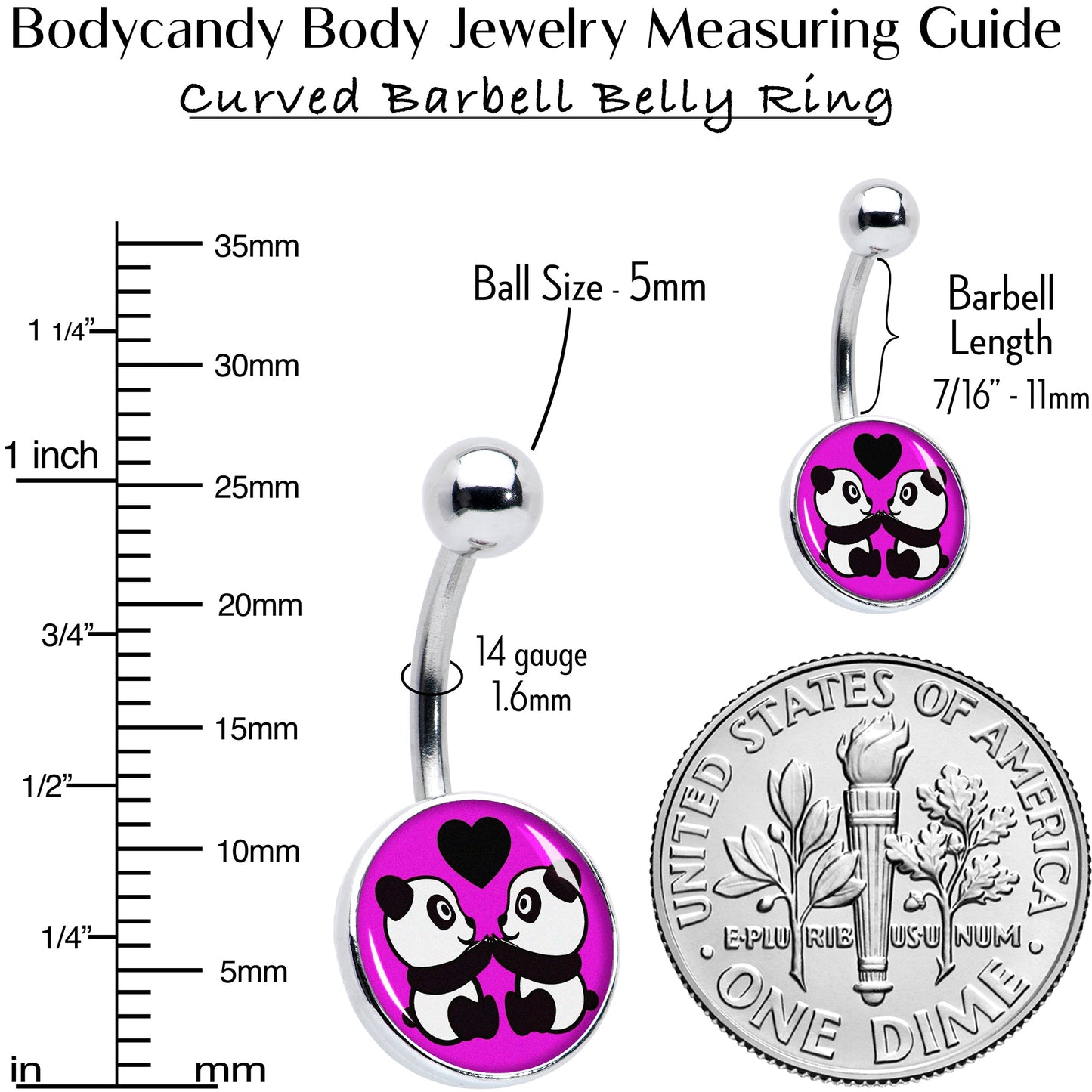 Panda Love Belly Ring by Onyx O