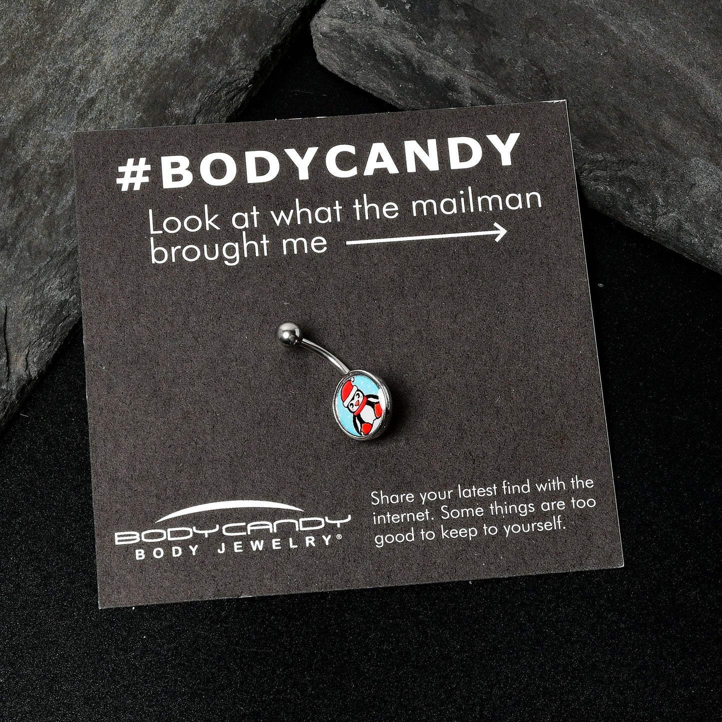 Snowfall Holiday Penguin Belly Ring by Onyx O