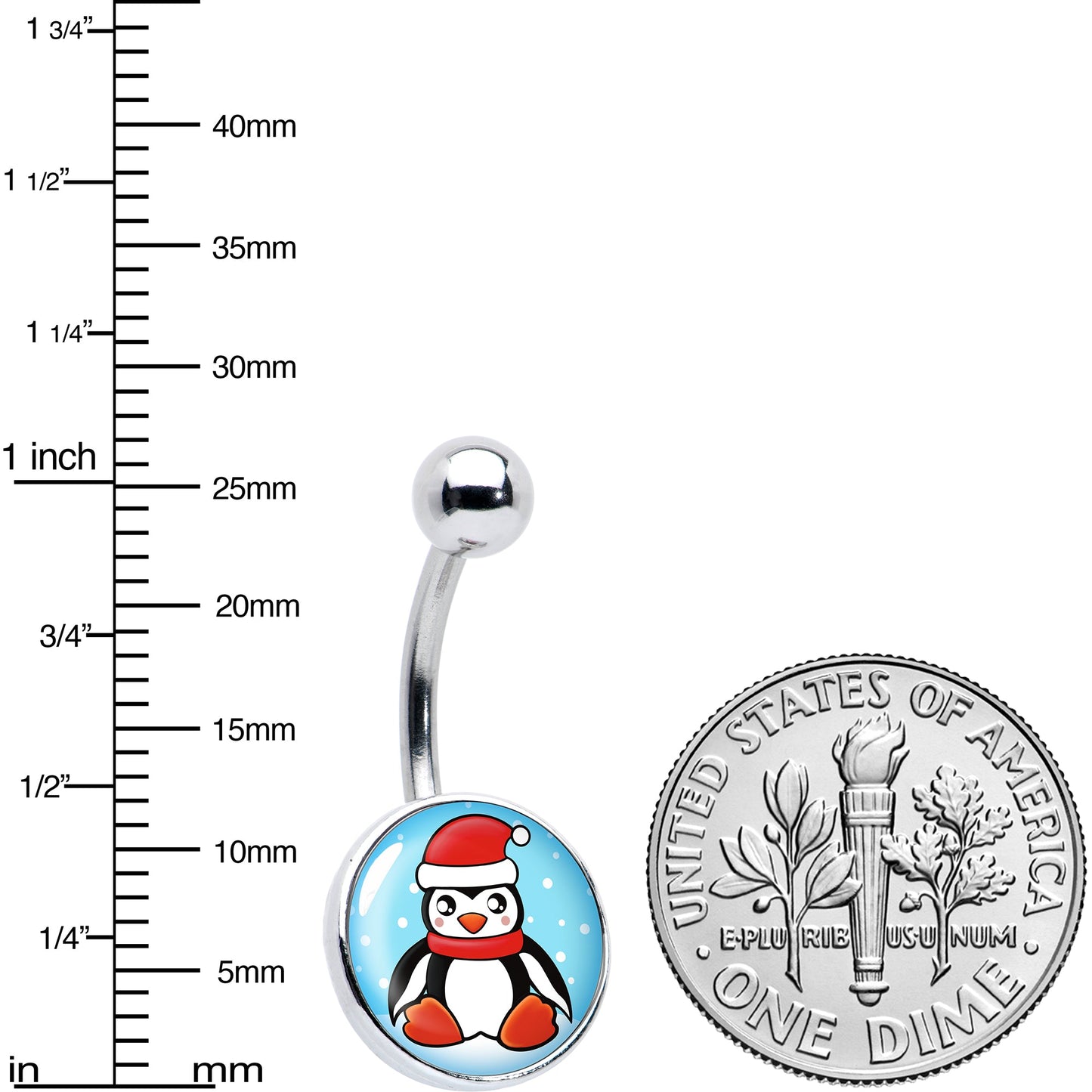 Snowfall Holiday Penguin Belly Ring by Onyx O