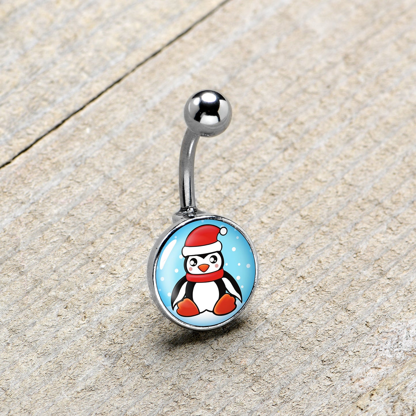 Snowfall Holiday Penguin Belly Ring by Onyx O