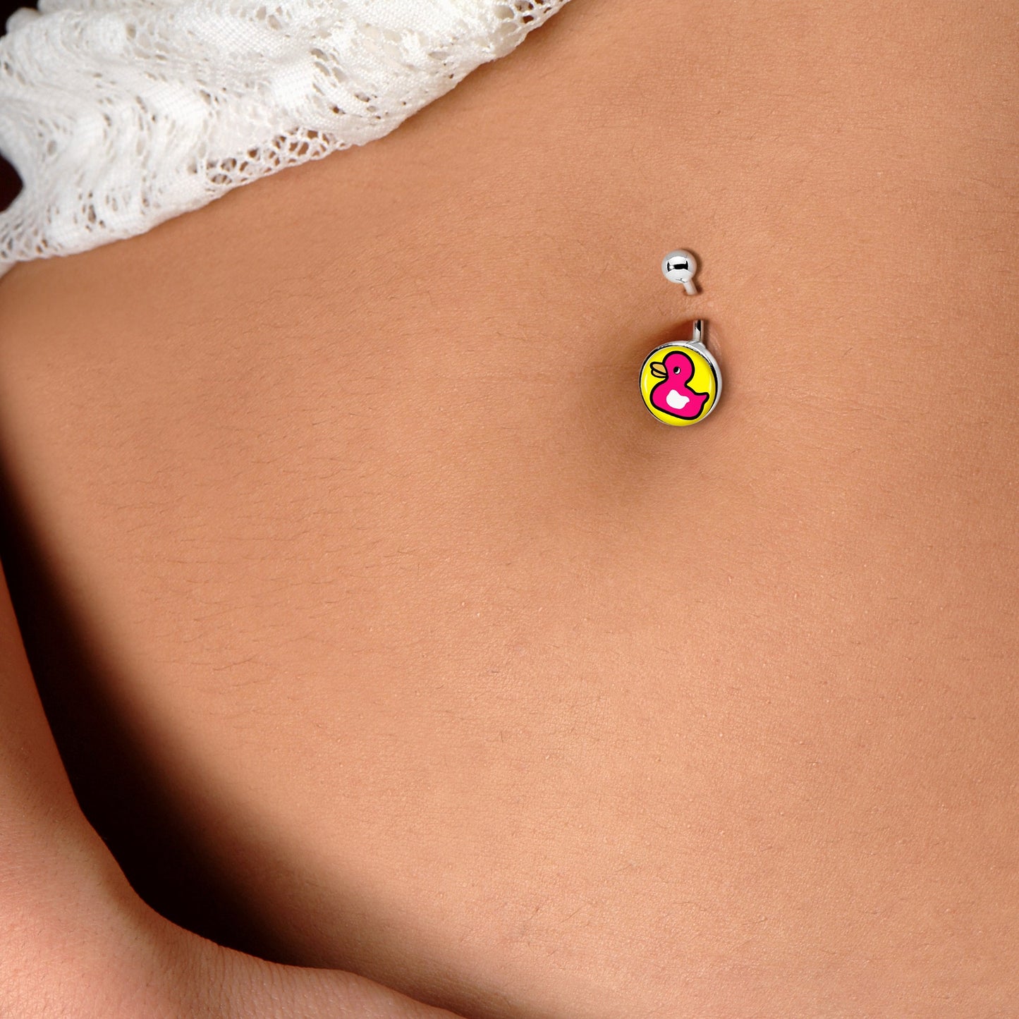 Pink Ducky Belly Ring by Onyx O