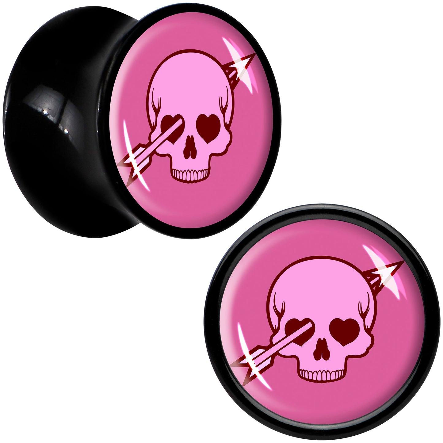 Valentine Cupid Skull Black Acrylic Saddle Plug Set by Onyx O