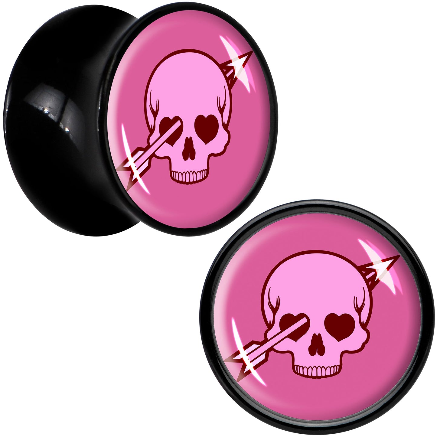 Valentine Cupid Skull Black Acrylic Saddle Plug Set by Onyx O