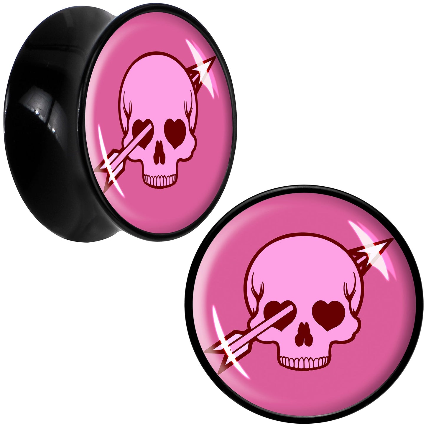 Valentine Cupid Skull Black Acrylic Saddle Plug Set by Onyx O