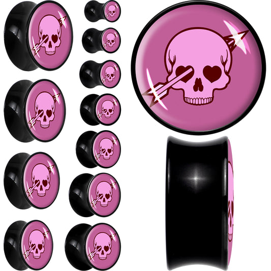 Valentine Cupid Skull Black Acrylic Saddle Plug Set by Onyx O