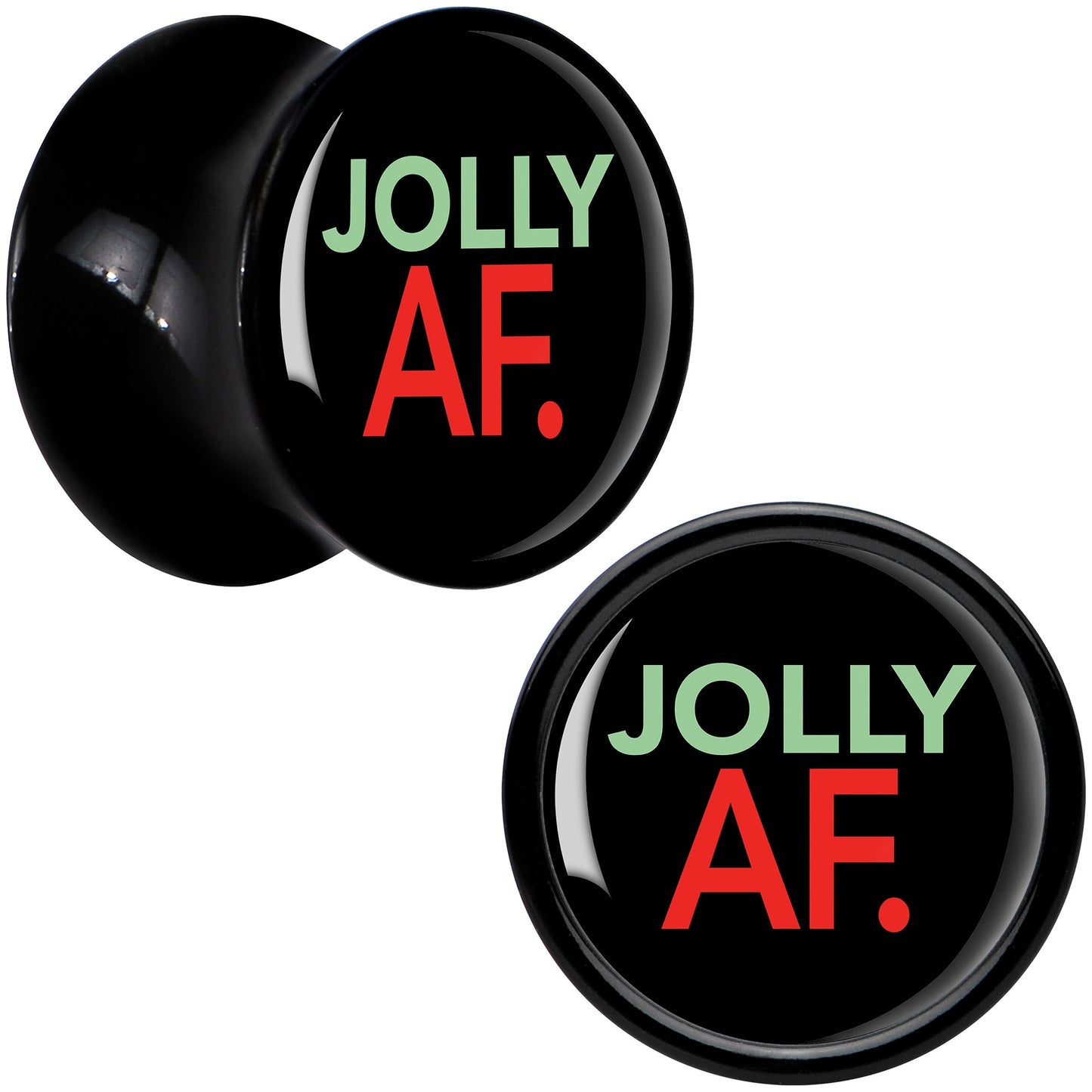 Jolly AF Festive Holiday Christmas Acrylic Saddle Plug Set by Onyx O