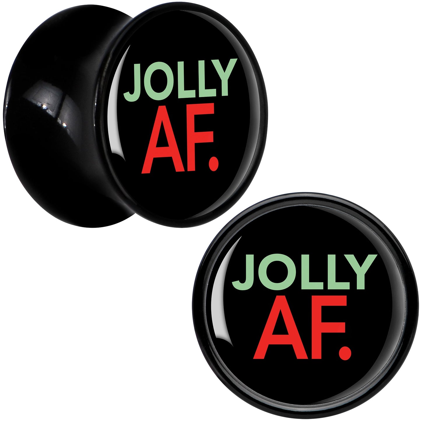 Jolly AF Festive Holiday Christmas Acrylic Saddle Plug Set by Onyx O