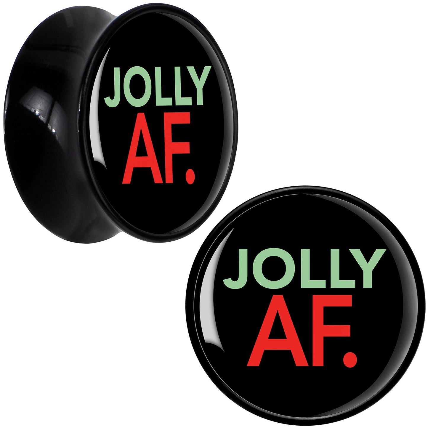 Jolly AF Festive Holiday Christmas Acrylic Saddle Plug Set by Onyx O