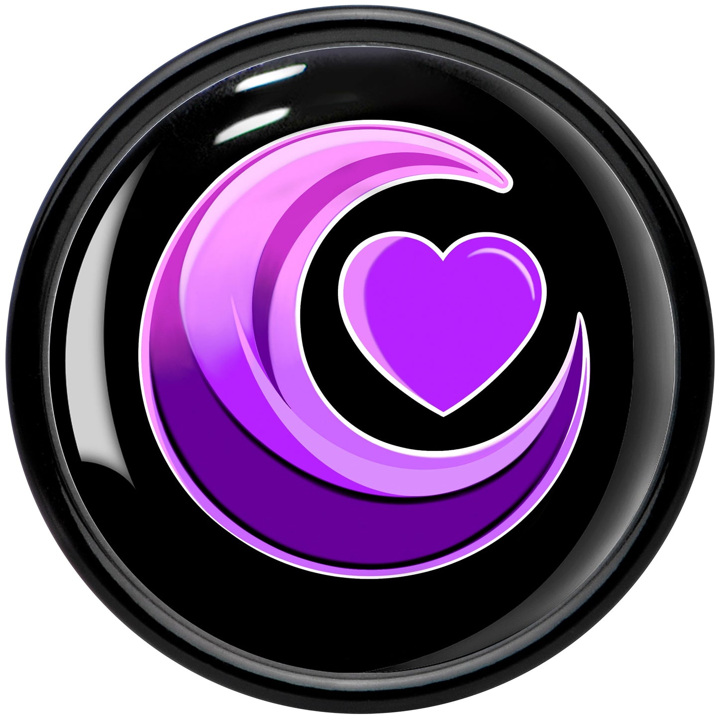 0G Crescent Moon Heart Black Acrylic Saddle Plug Set by Onyx O