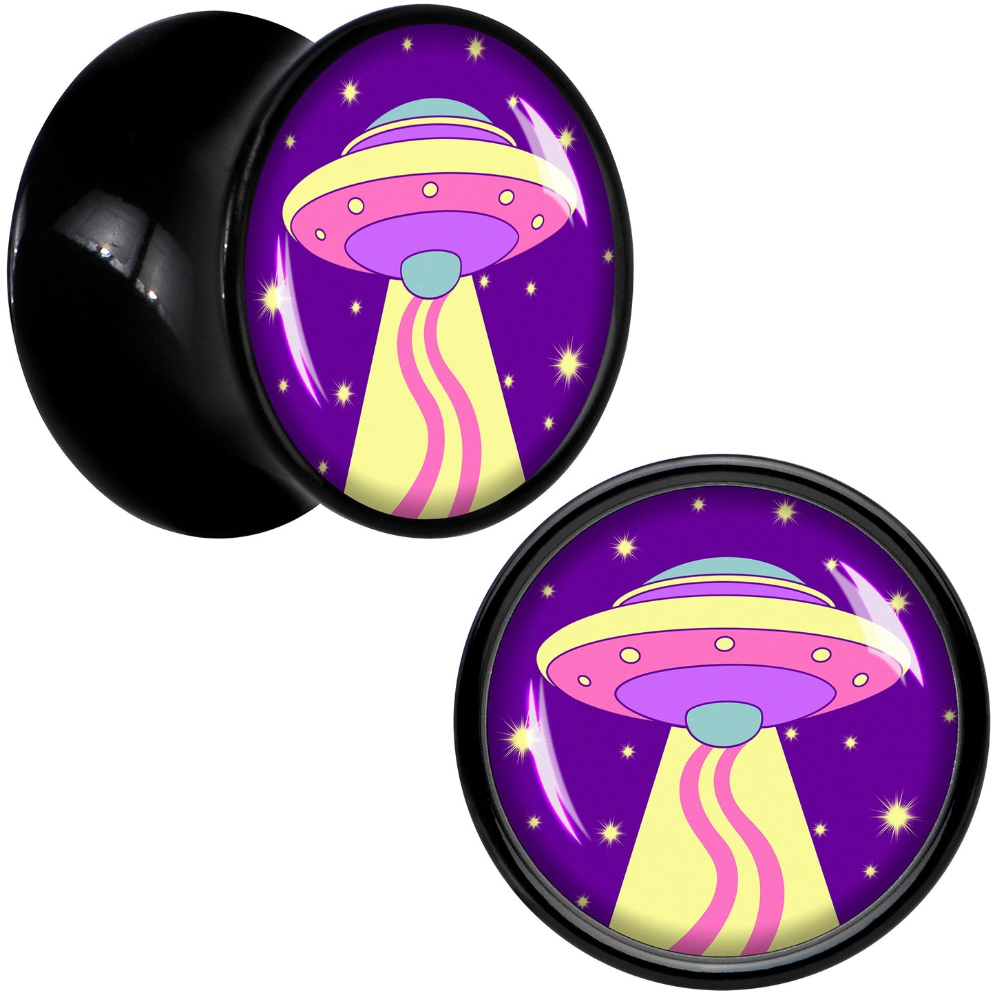 Style Space Invasion UFO Black Acrylic Saddle Plug Set by Onyx O