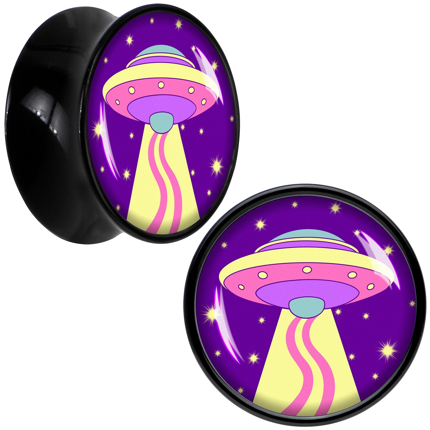 Style Space Invasion UFO Black Acrylic Saddle Plug Set by Onyx O