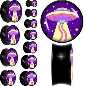 Style Space Invasion UFO Black Acrylic Saddle Plug Set by Onyx O