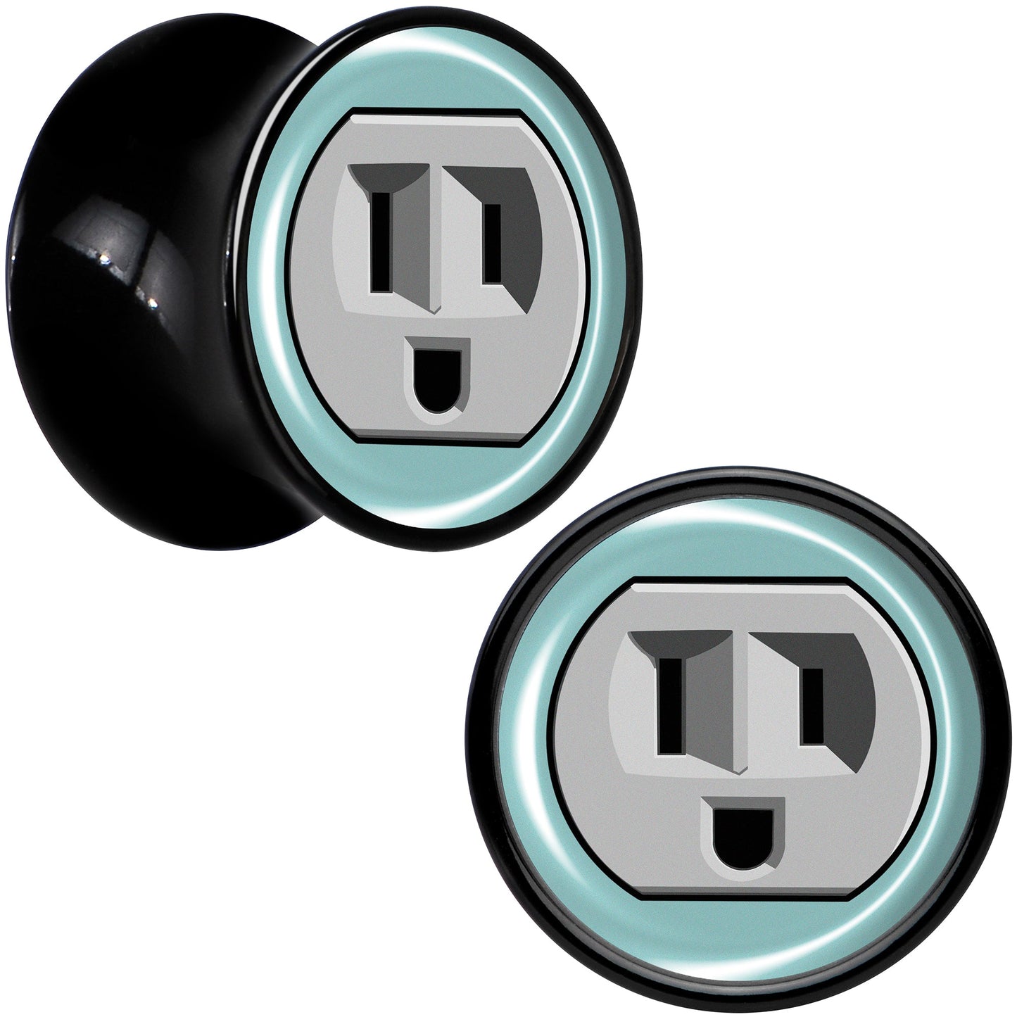 0G Smiling Plug Outlet Black Acrylic Saddle Plug Set by Onyx O