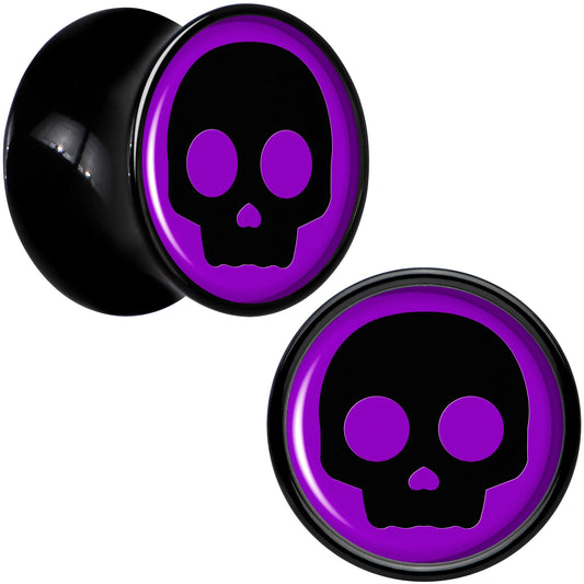 0G Purple Black Simple Skull Black Acrylic Saddle Plug Set by Onyx O