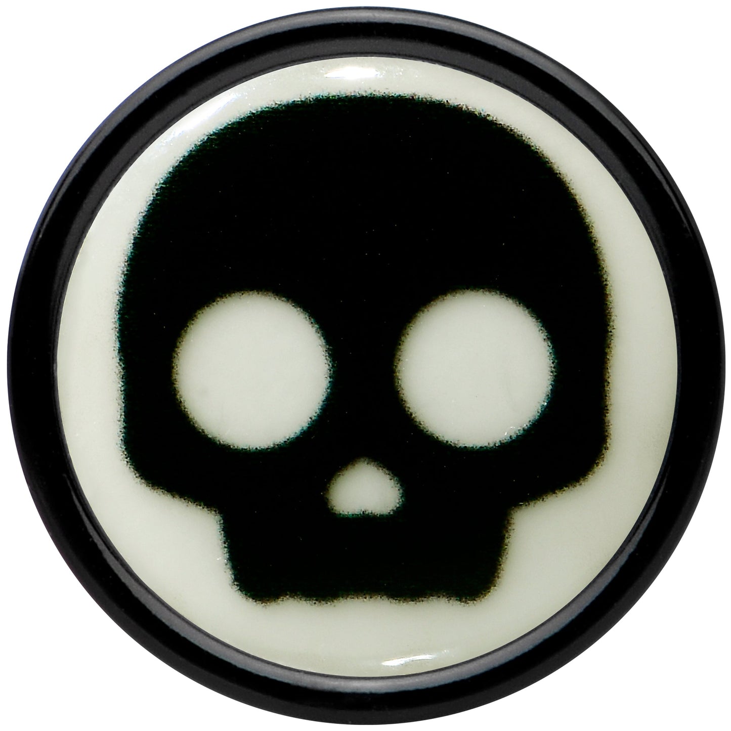 0G Glow in the Dark Simple Skull Black Acrylic Saddle Plug Set by Onyx O