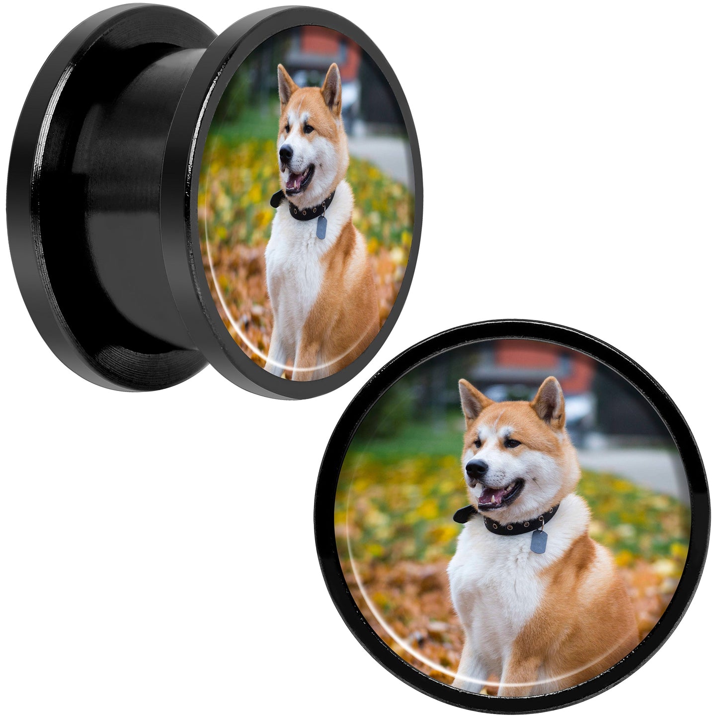 Anodized Black Titanium Custom Photo Screw Fit Plug - buy 2 for a pair