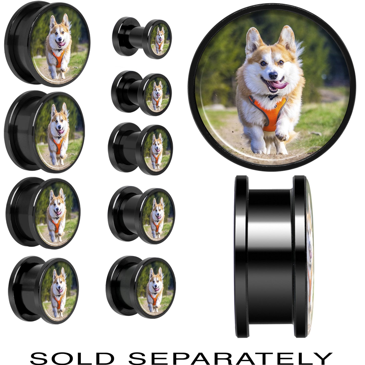 Anodized Black Titanium Custom Photo Screw Fit Plug - buy 2 for a pair