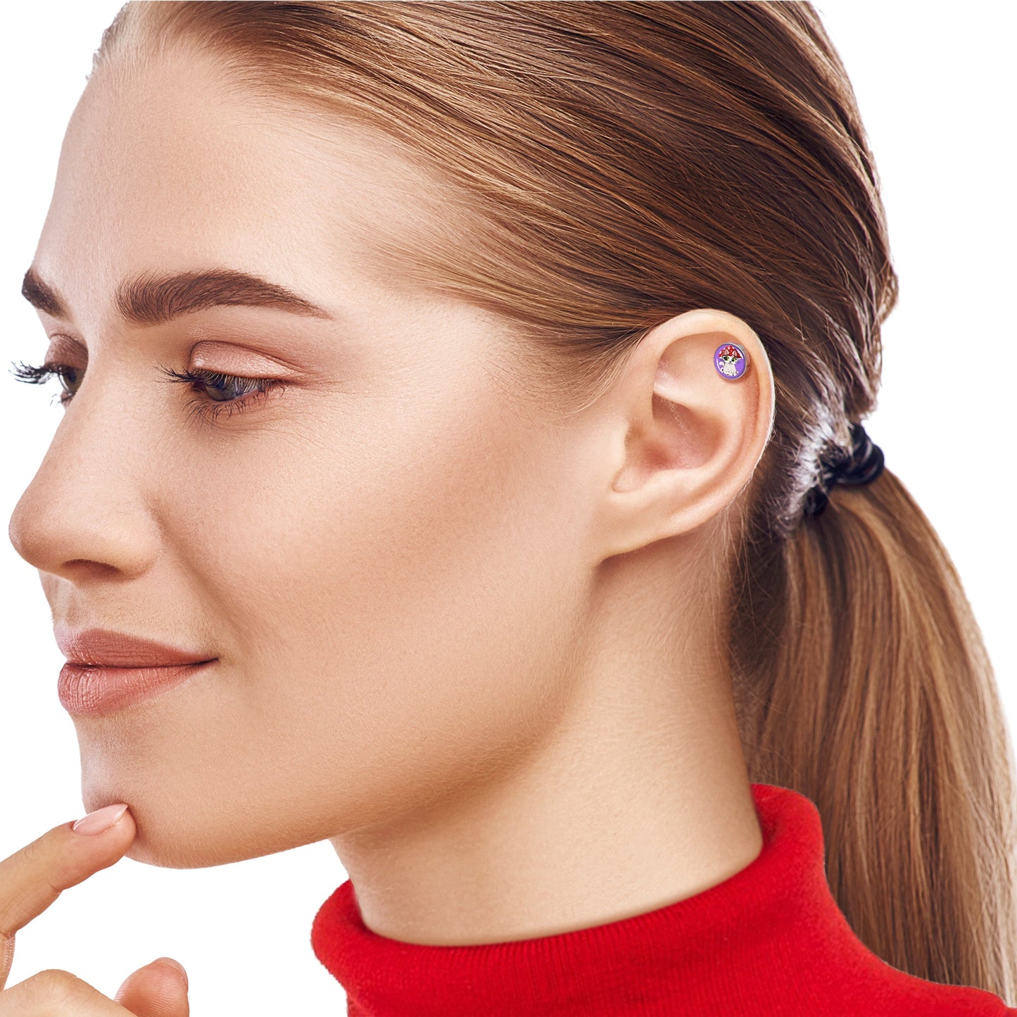 16G 1/4 Polka Dot Mushroom Hat Cat Cartilage Tragus Earring by Onyx O