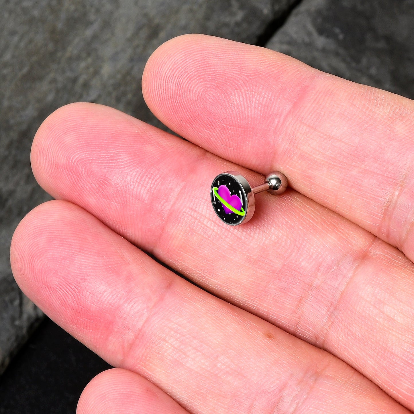 16G 1/4 Heart Planet Cartilage Tragus Earring by Onyx O