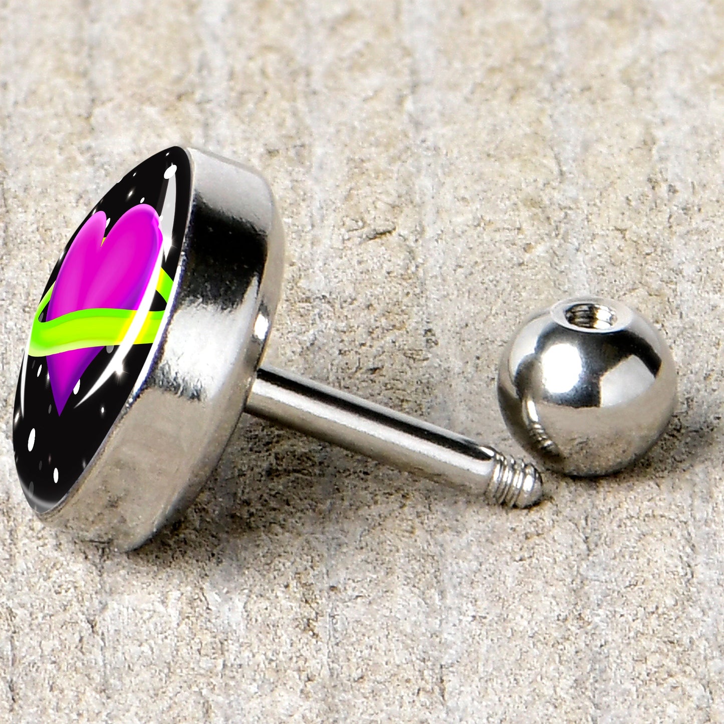 16G 1/4 Heart Planet Cartilage Tragus Earring by Onyx O