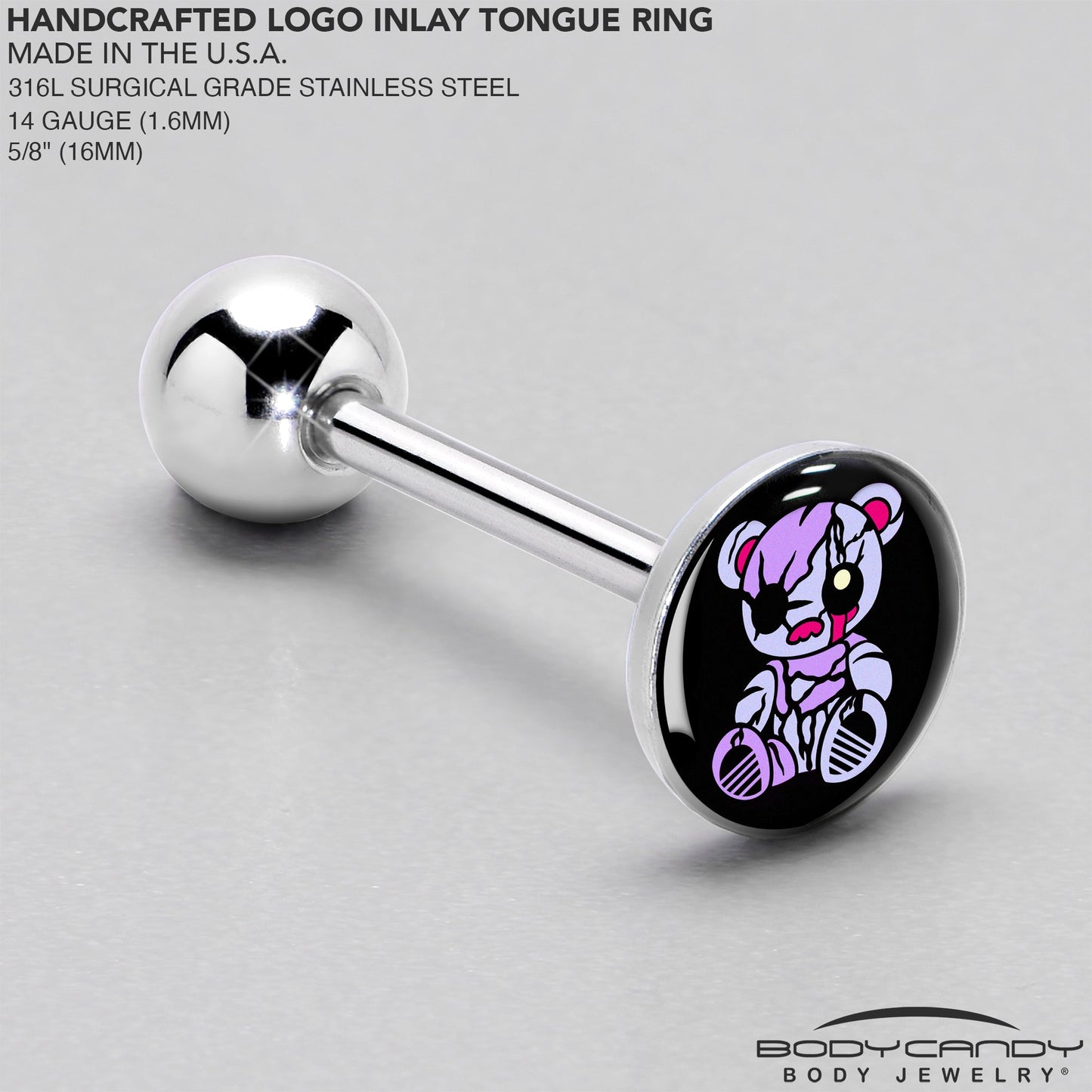 Attitude Teddy Bear Barbell Tongue Ring by Onyx O