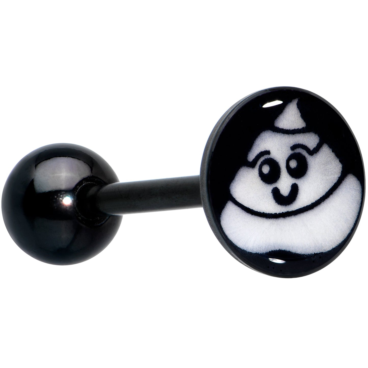 Glow in the Dark Black Anodized Poop Barbell Tongue Ring by Onyx O