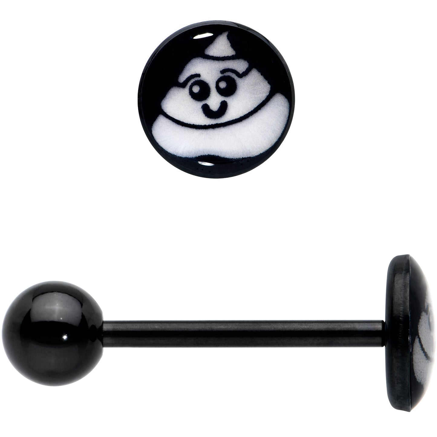 Glow in the Dark Black Anodized Poop Barbell Tongue Ring by Onyx O