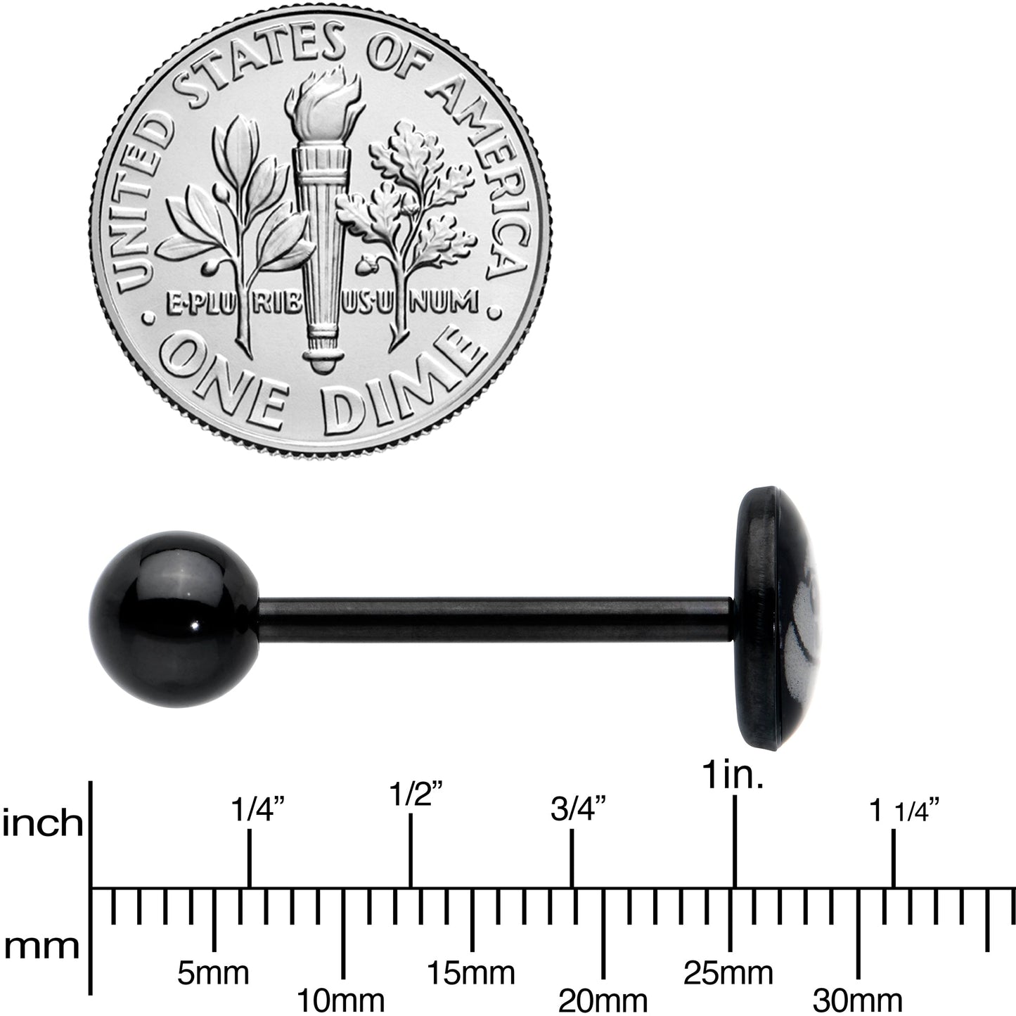 Glow in the Dark Black Anodized Poop Barbell Tongue Ring by Onyx O