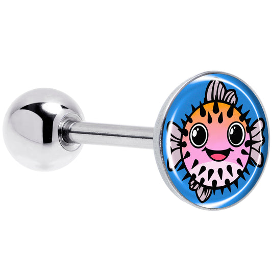 Swimming Pink Pufferfish Barbell Tongue Ring by Onyx O